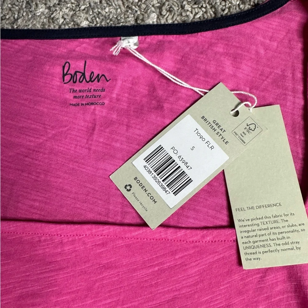 Boden hot pink long-sleeve top Small square neckline new casual Barbiecore bold - Picture 3 of 7